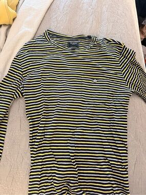 Todd Snyder Navy, Yellow & White Striped Long Sleeve Tee